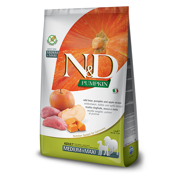 N&D PUMPKIN TAHILSIZ KUZU & YABAN MERSİNİ YETİŞKİN MEDIUM & MAXI 2,5kg